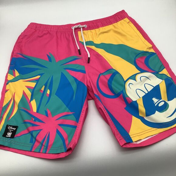 Disney Neff Mens Mickey Mouse Swim Trunks Pink Size Medium - Picture 1 of 9